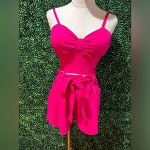 Brazilian cropped with shorts. Pink cropped size M